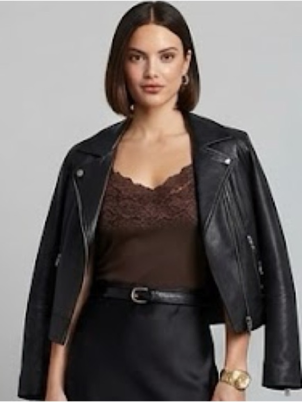 Banana Republic -Top Espresso Brown Spaghetti Strap w/ Lace TankTop Camisoke